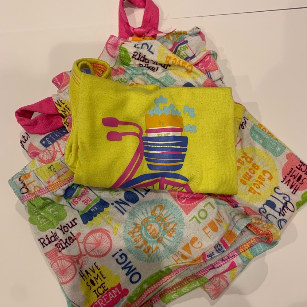 Dress, top, and bottoms pajama set